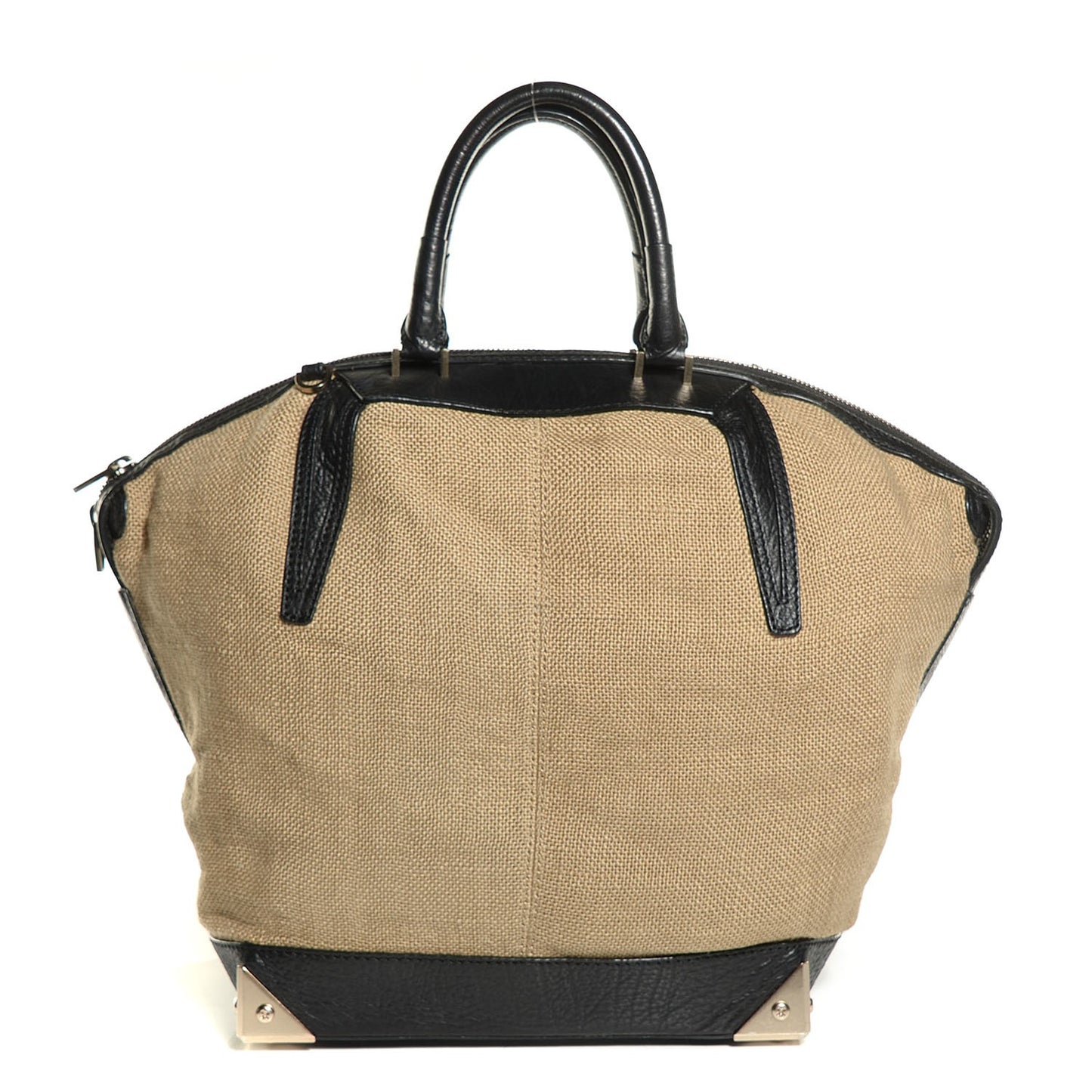 Burlap Calfskin Large Emile Beige Pale Gold Hardware