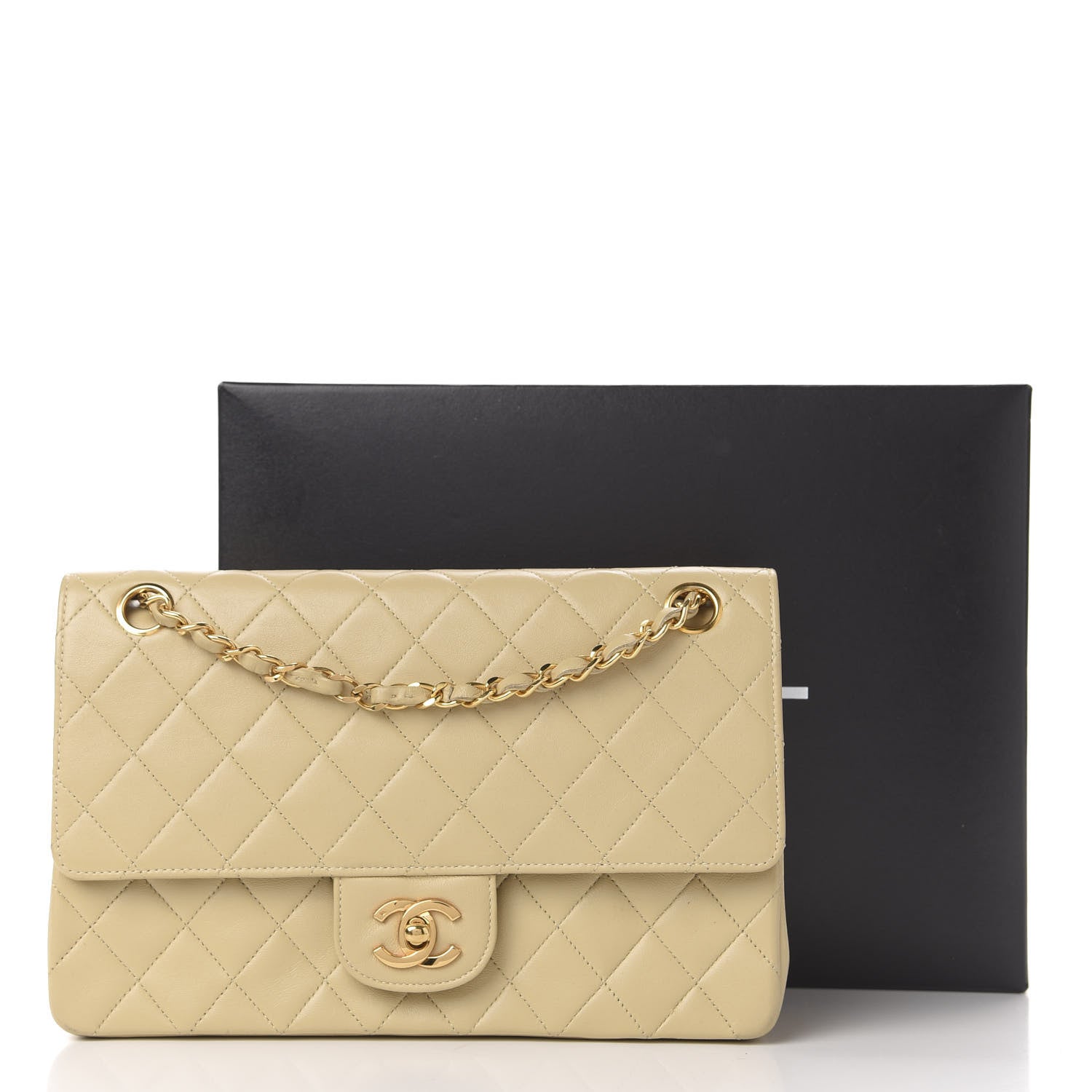 Chanel Lambskin Quilted Medium Double Flap Beige 16 of 16
