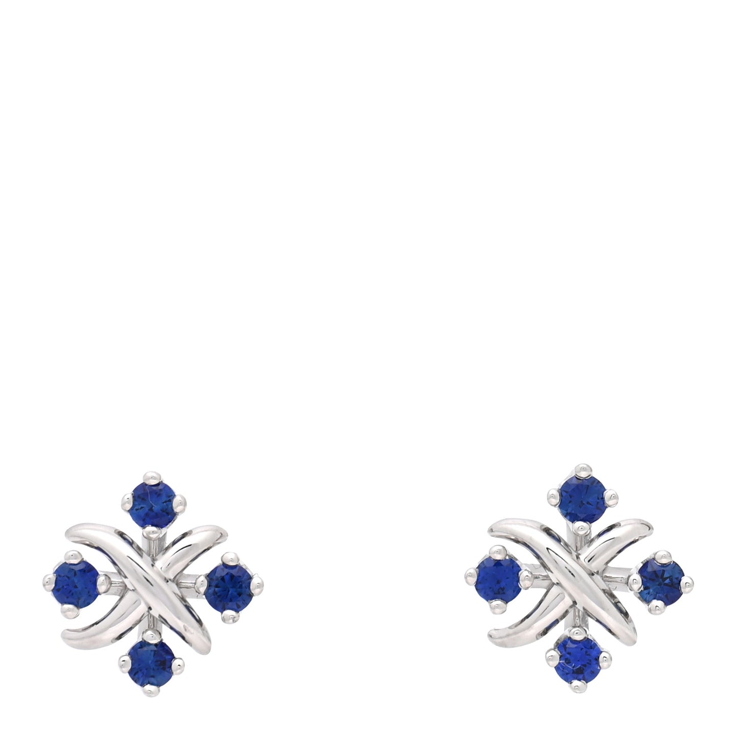 Platinum Blue Sapphire Schlumberger Lynn Earrings