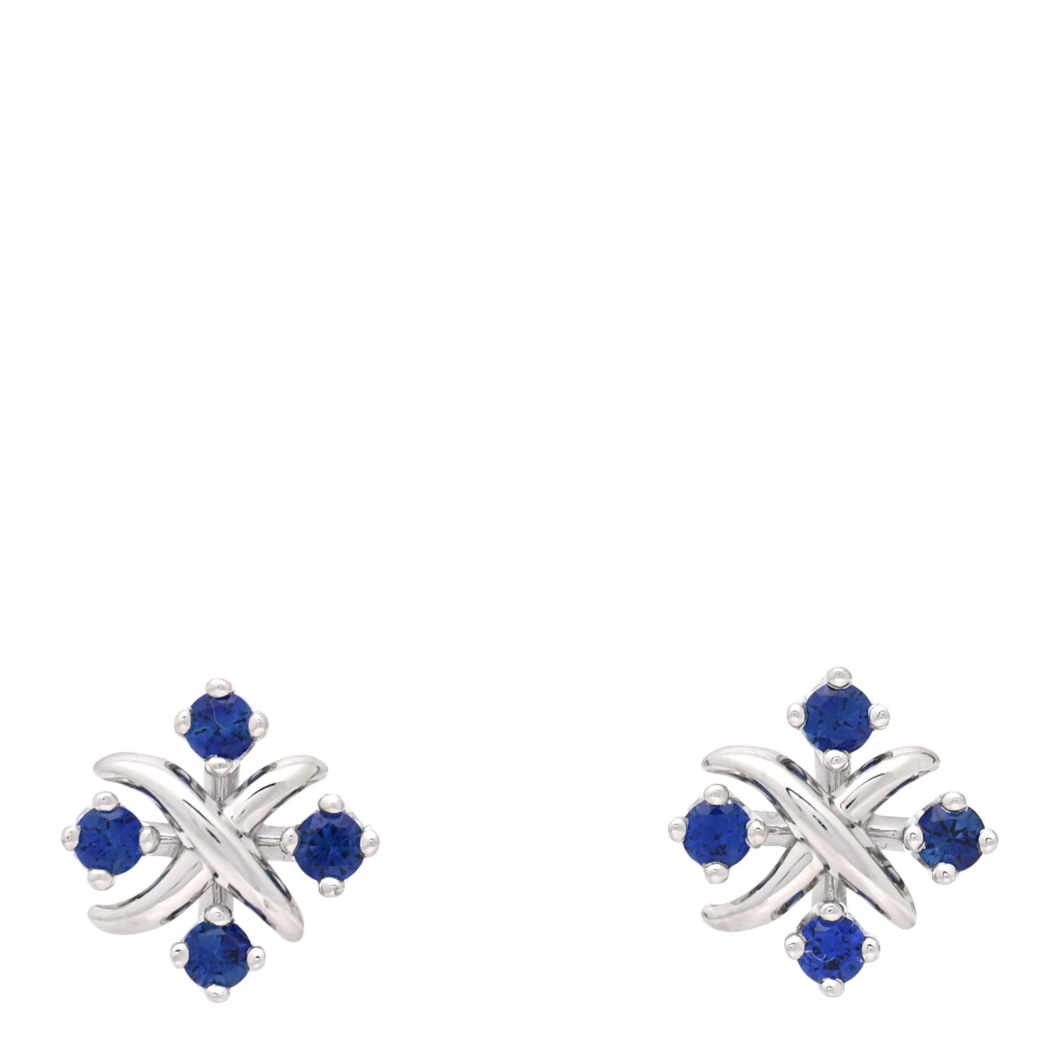 Tiffany Platinum Blue Sapphire Schlumberger Lynn Earrings 1 of 5
