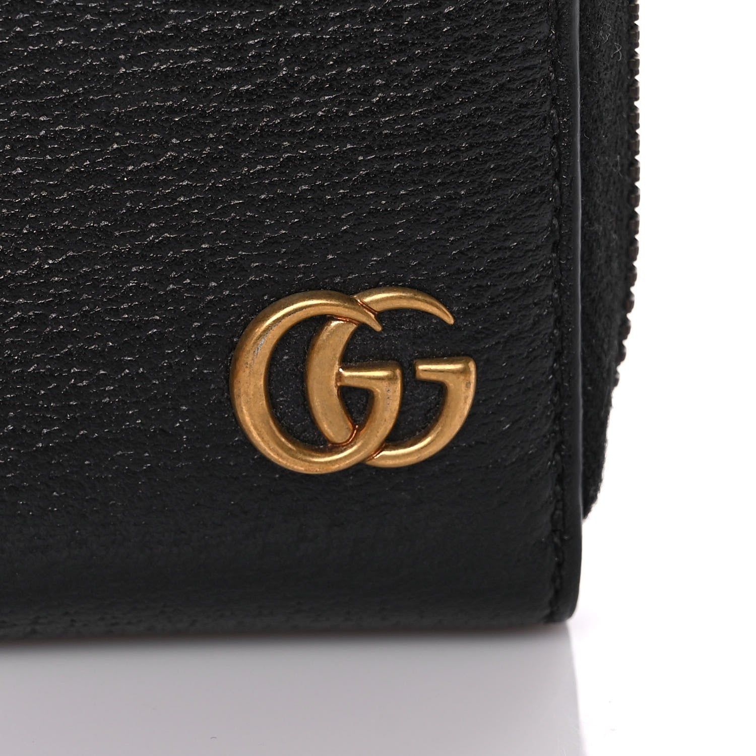 Gucci Dollar Calfskin GG Marmont Zip Around Wallet Black 10 of 12