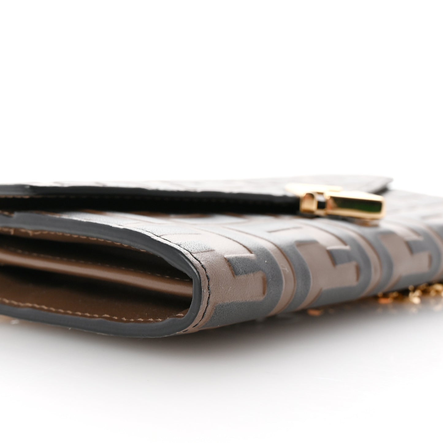 Vitello Soft FF Diamonds Continental Envelope Wallet On Chain Maya Black