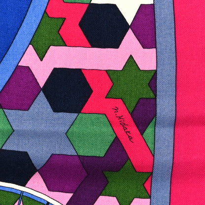 Hermes Cashmere Silk Rose de Compas Shawl 140 Fuchsia 3 of 4