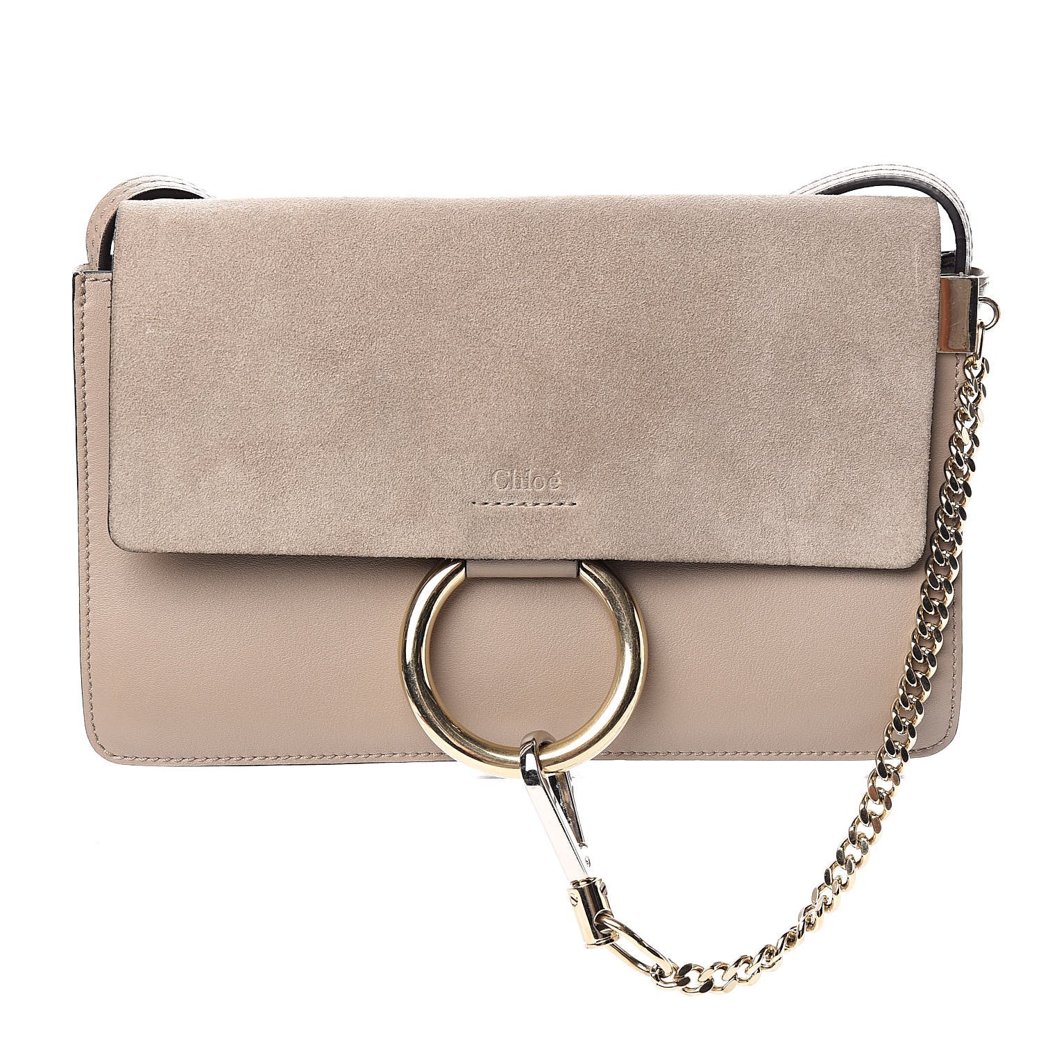 Chloe Suede Calfskin Small Faye Shoulder Bag Motty Grey 1 of 10