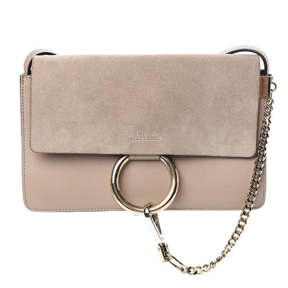 Chloe Suede Calfskin Small Faye Shoulder Bag Motty Grey 1 of 10