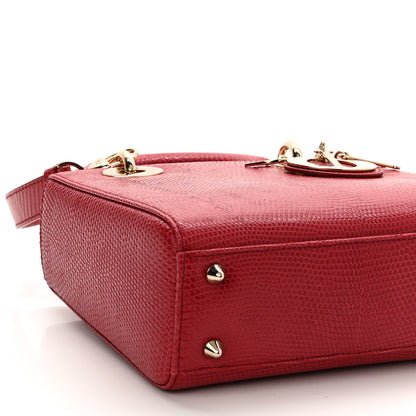 Christian Dior Lizard Small Lady Dior Cerise 8 of 11