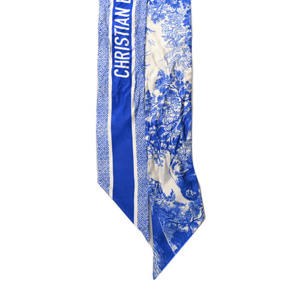 Christian Dior Silk Toile De Jouy Mitzah Scarf Blue 2 of 3