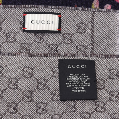 Gucci Wool Monogram Blooms Print Scarf Navy 4 of 4