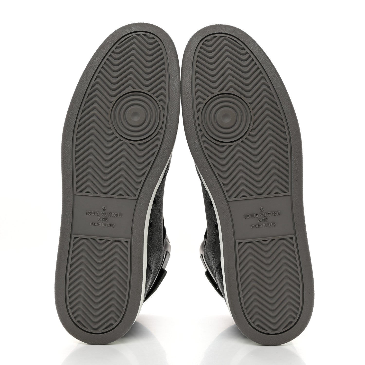 Louis Vuitton Calfskin Monogram Eclipse Mens Rivoli High Top Sneakers 10 10 Black Grey 5 of 8