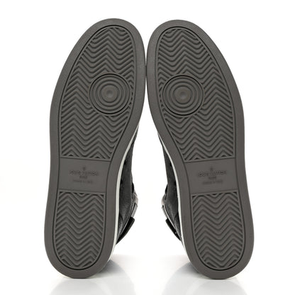 Louis Vuitton Calfskin Monogram Eclipse Mens Rivoli High Top Sneakers 10 10 Black Grey 5 of 8