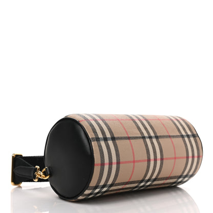 Burberry Vintage Check Calfskin Barrel Bag Beige Black 4 of 8