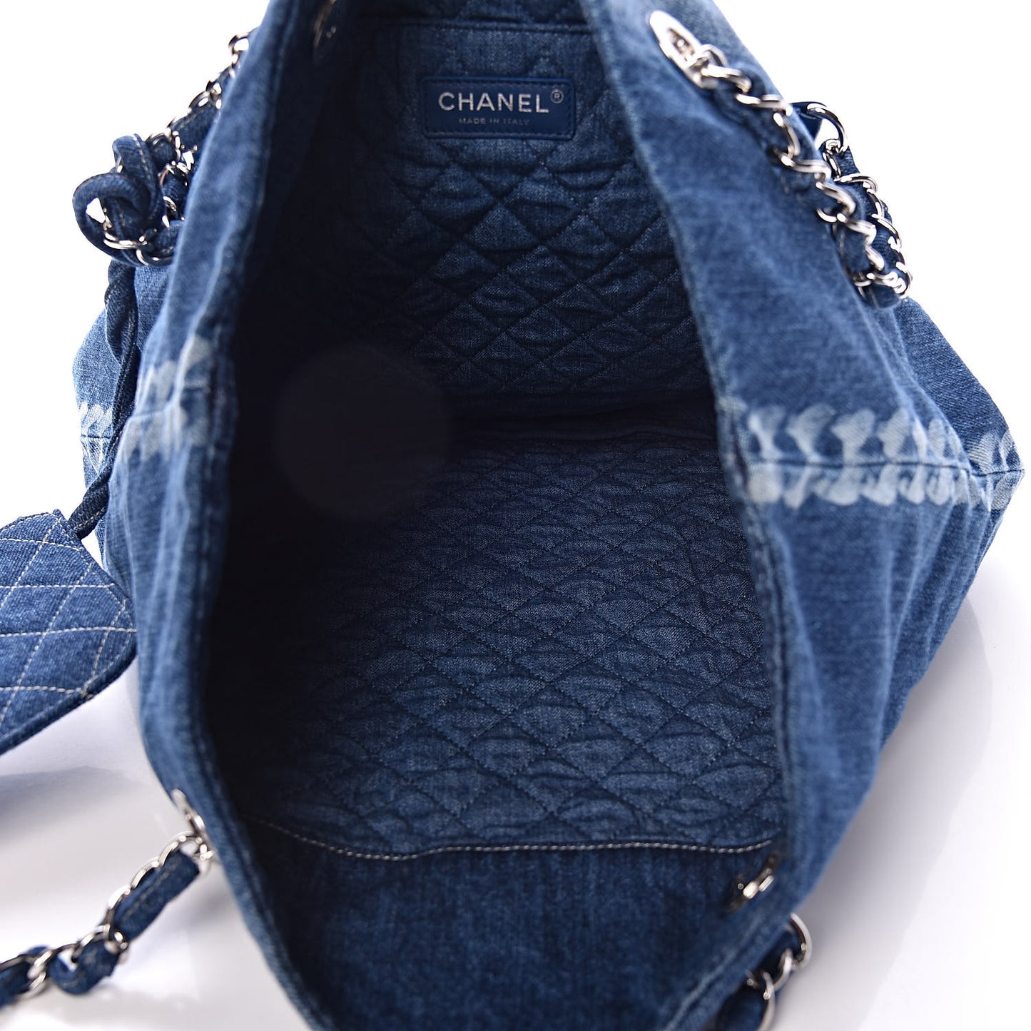 Denim Printed Shopping Bag Blue