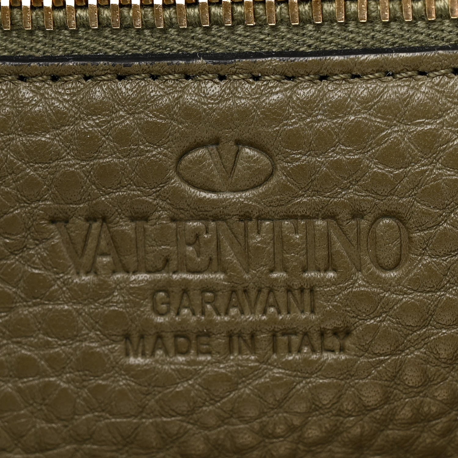 Valentino Garavani VALENTINO GARAVANI Pebbled Calfskin Small Rockstud Tote Army Green 6 of 10