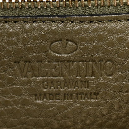Valentino Garavani VALENTINO GARAVANI Pebbled Calfskin Small Rockstud Tote Army Green 6 of 10