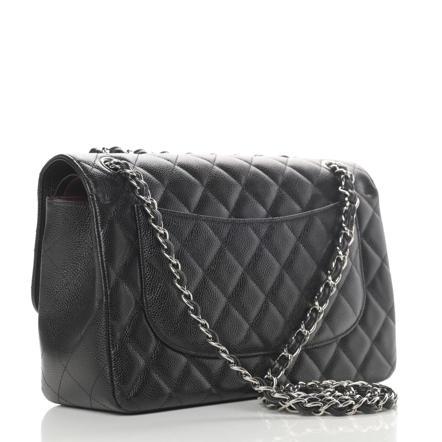 Caviar Quilted Jumbo Double Flap Black