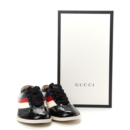Gucci Patent Calfskin Mens Web Falacer Sneakers 9 Black 11 of 11