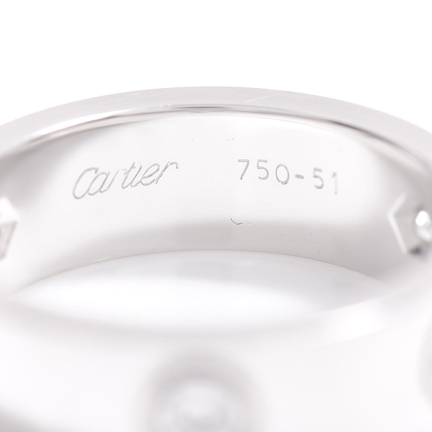 18K White Gold 3 Diamond 5.5mm LOVE Ring 51 5.75