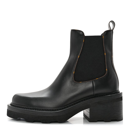 Louis Vuitton Calfskin Monogram Beaubourg Ankle Boots 39 Black 1 of 11
