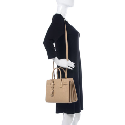 Saint Laurent Calfskin Crocodile Embossed Baby Sac De Jour Nude 2 of 10