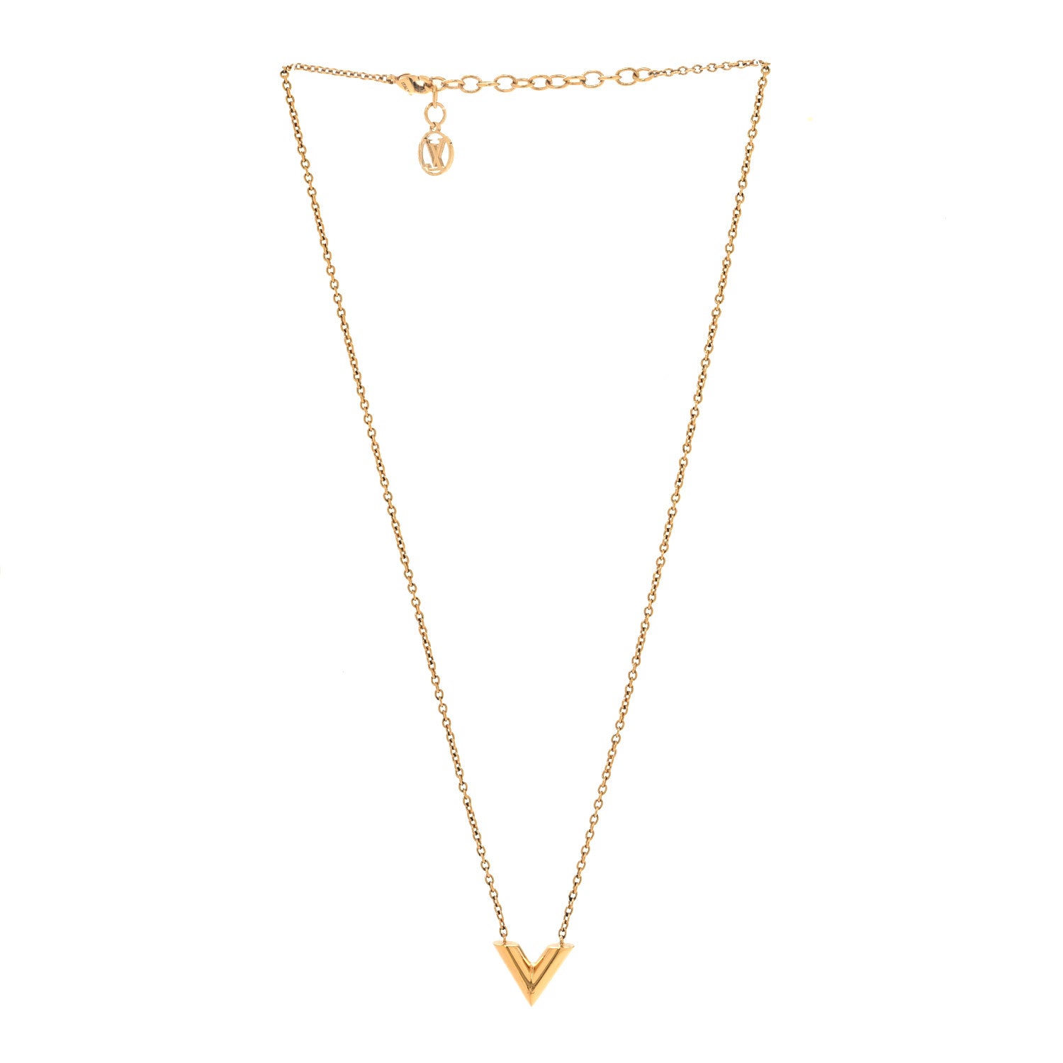 Louis Vuitton Essential V Necklace Gold 3 of 5