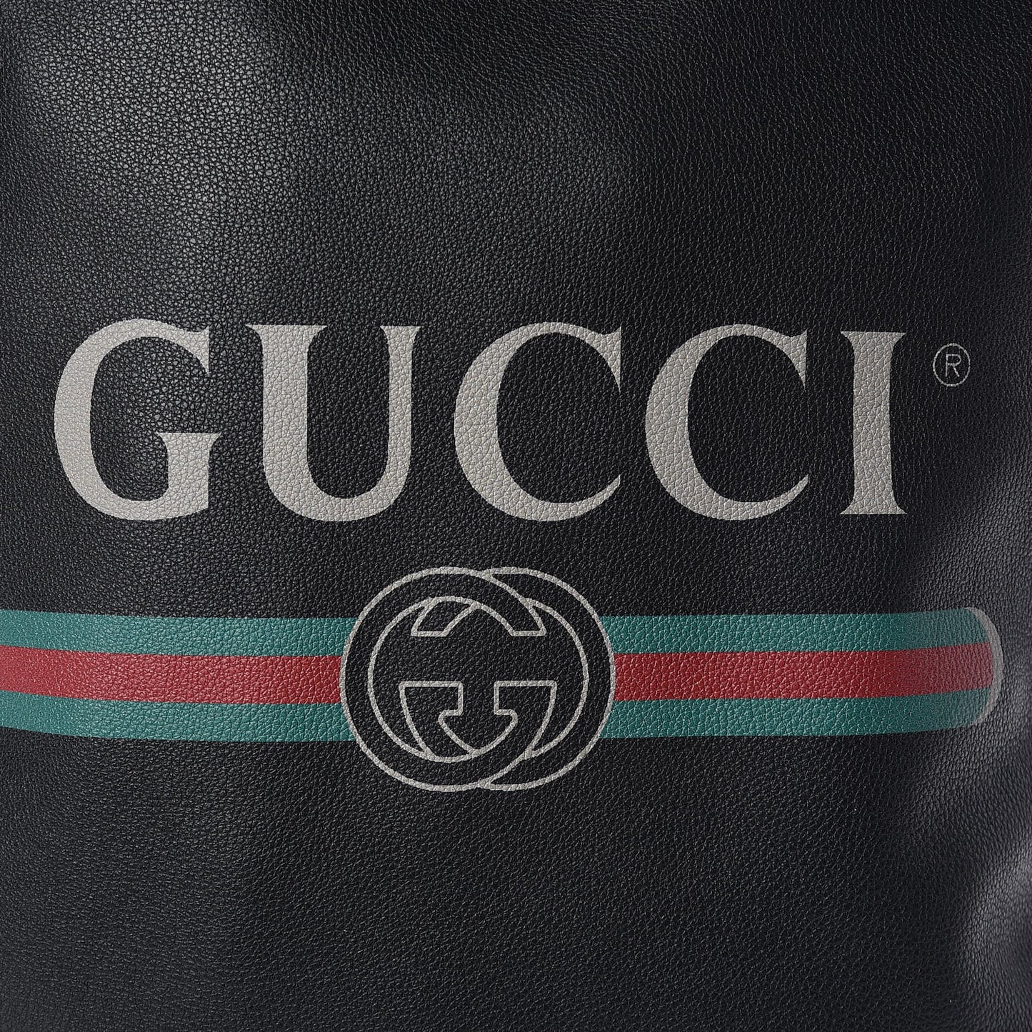 Calfskin Logo Drawstring Backpack Black