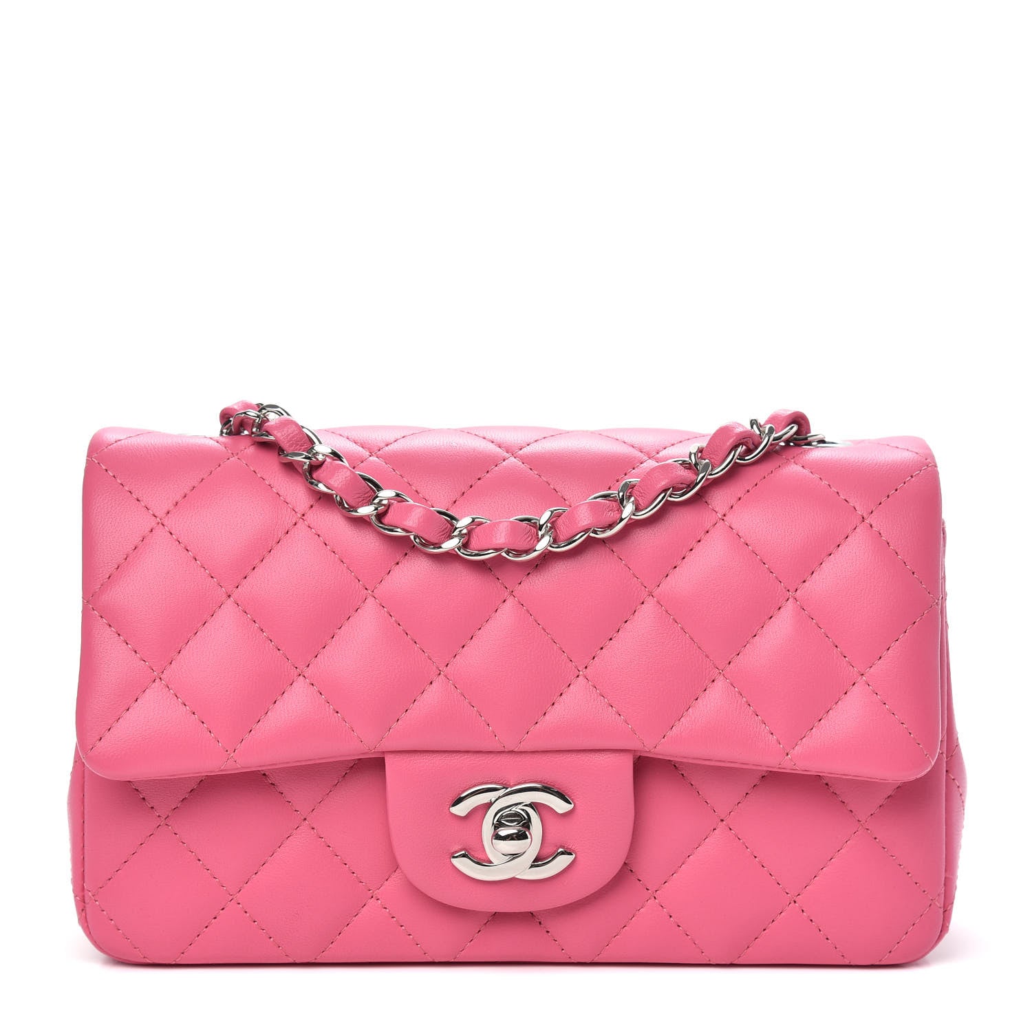 Chanel Lambskin Quilted Mini Rectangular Flap Pink 1 of 10