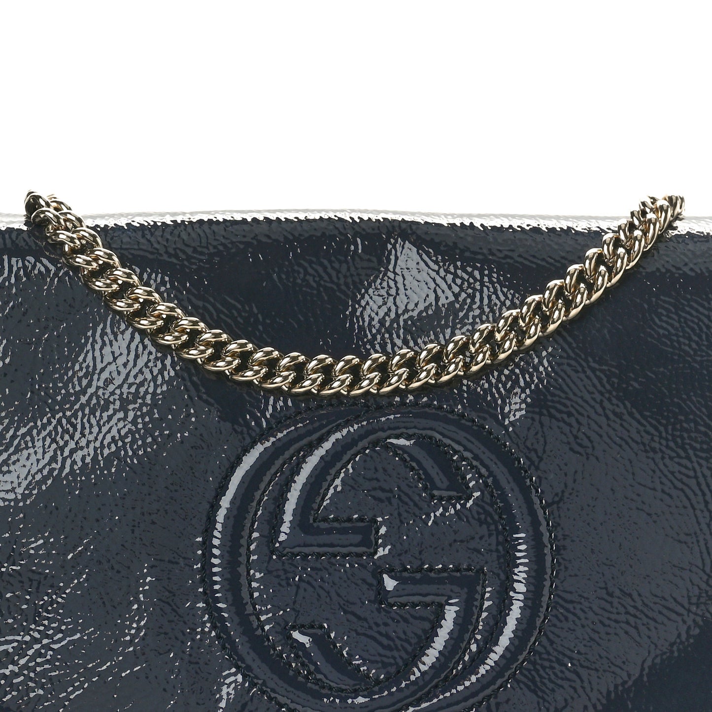 Patent Medium Soho Flap Crossbody Navy