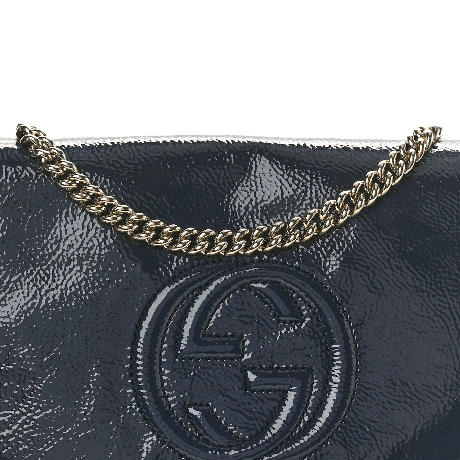 Gucci Patent Medium Soho Flap Crossbody Navy 8 of 10