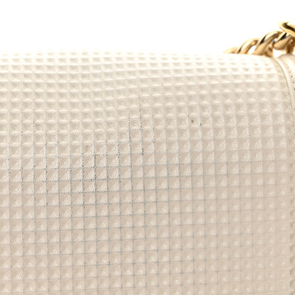 Chanel Lambskin Embossed Medium Boy Cube Flap White 12 of 14
