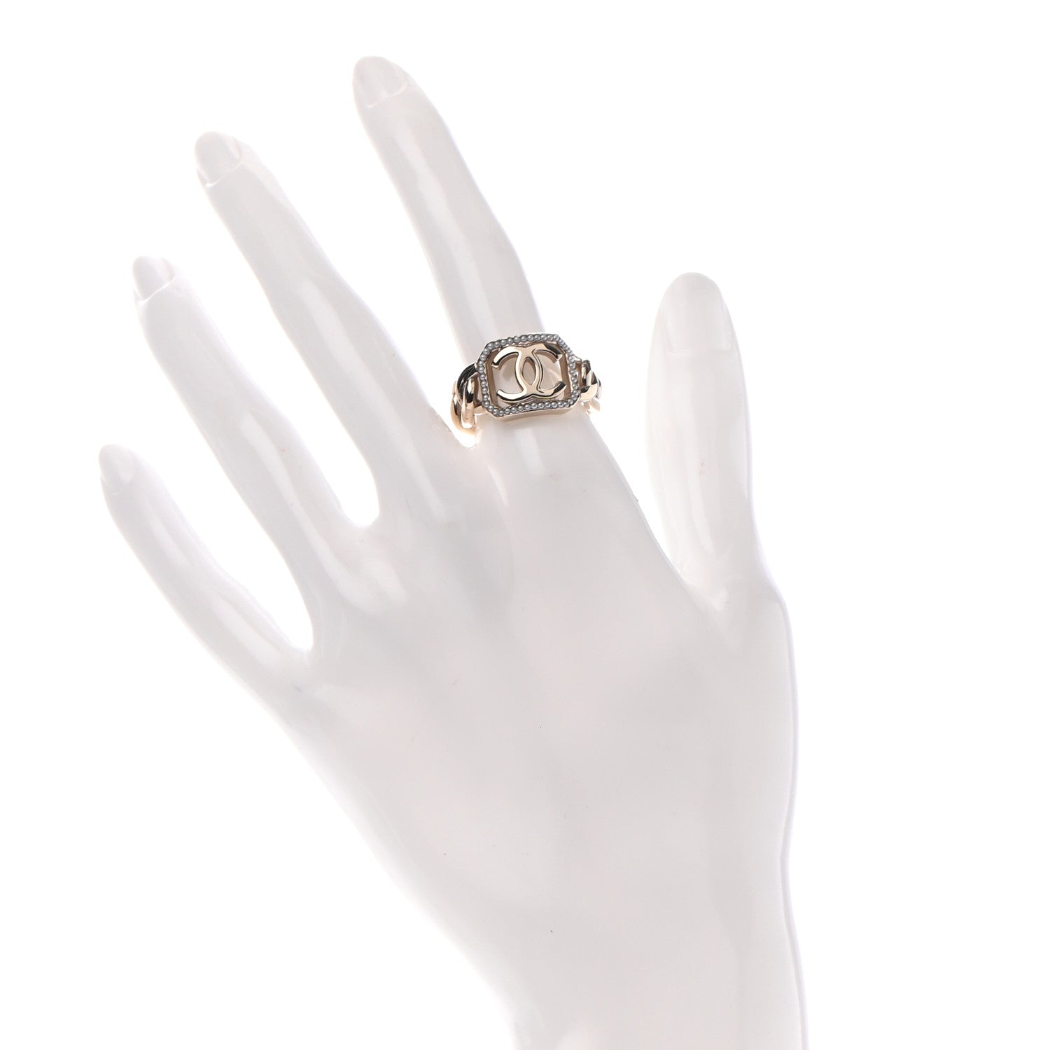 Chanel Pearl CC Ring 7 Gold 2 of 4