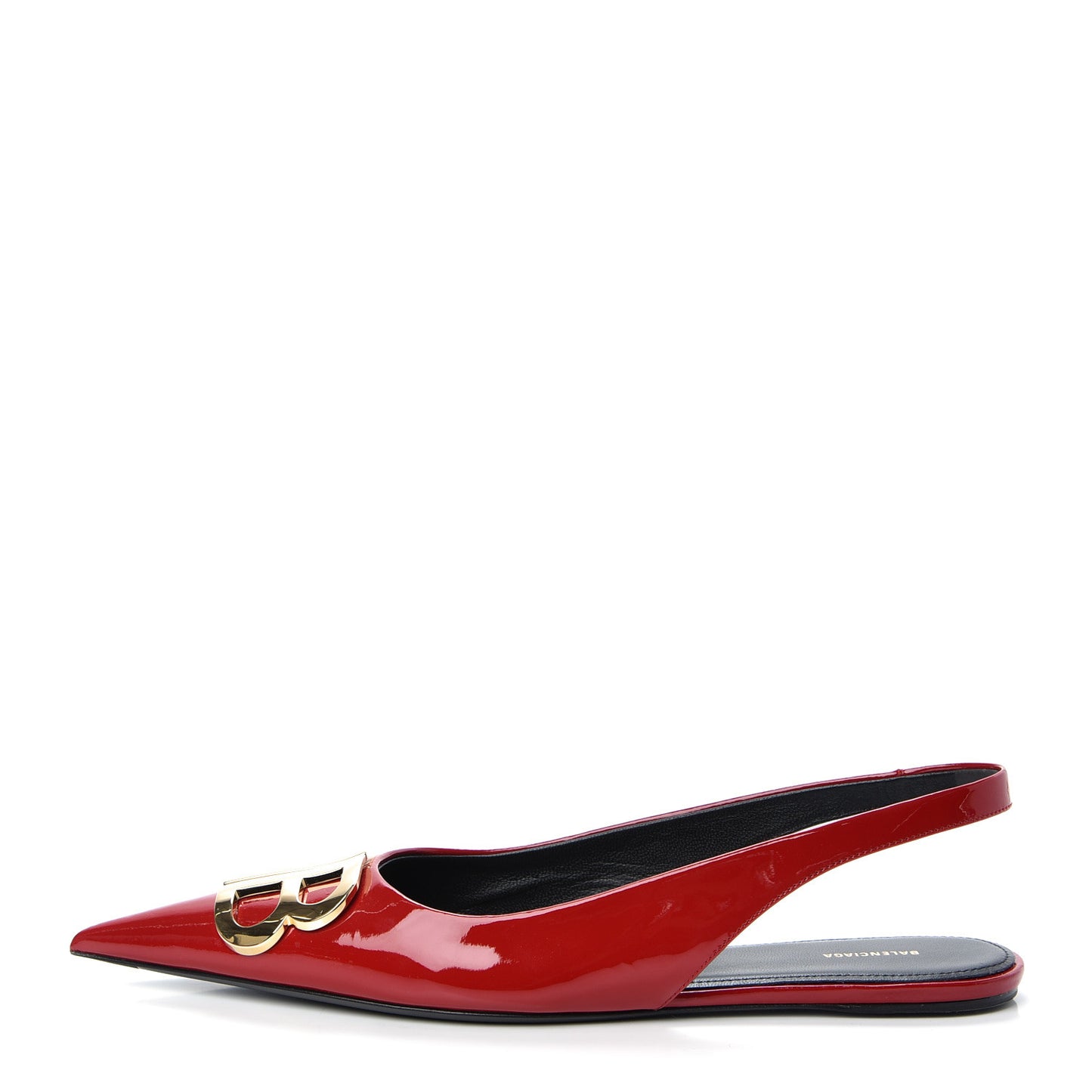 Patent BB Knife Pointy Toe Slingback Flats 39 Rouge Cardinal