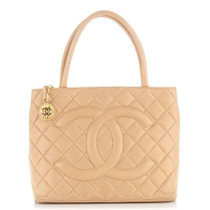 Chanel Lambskin Medallion Tote Beige 1 of 8