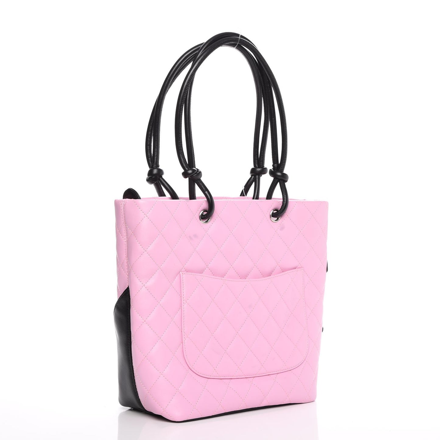 Calfskin Quilted Medium Cambon Tote Pink Black