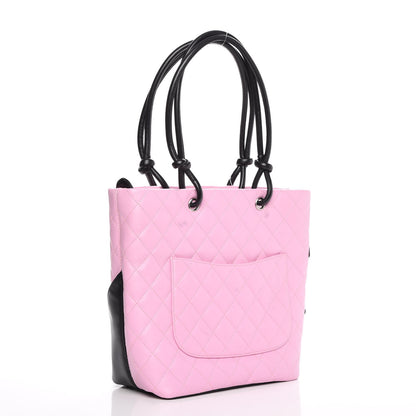Chanel Calfskin Quilted Medium Cambon Tote Pink Black 3 of 12