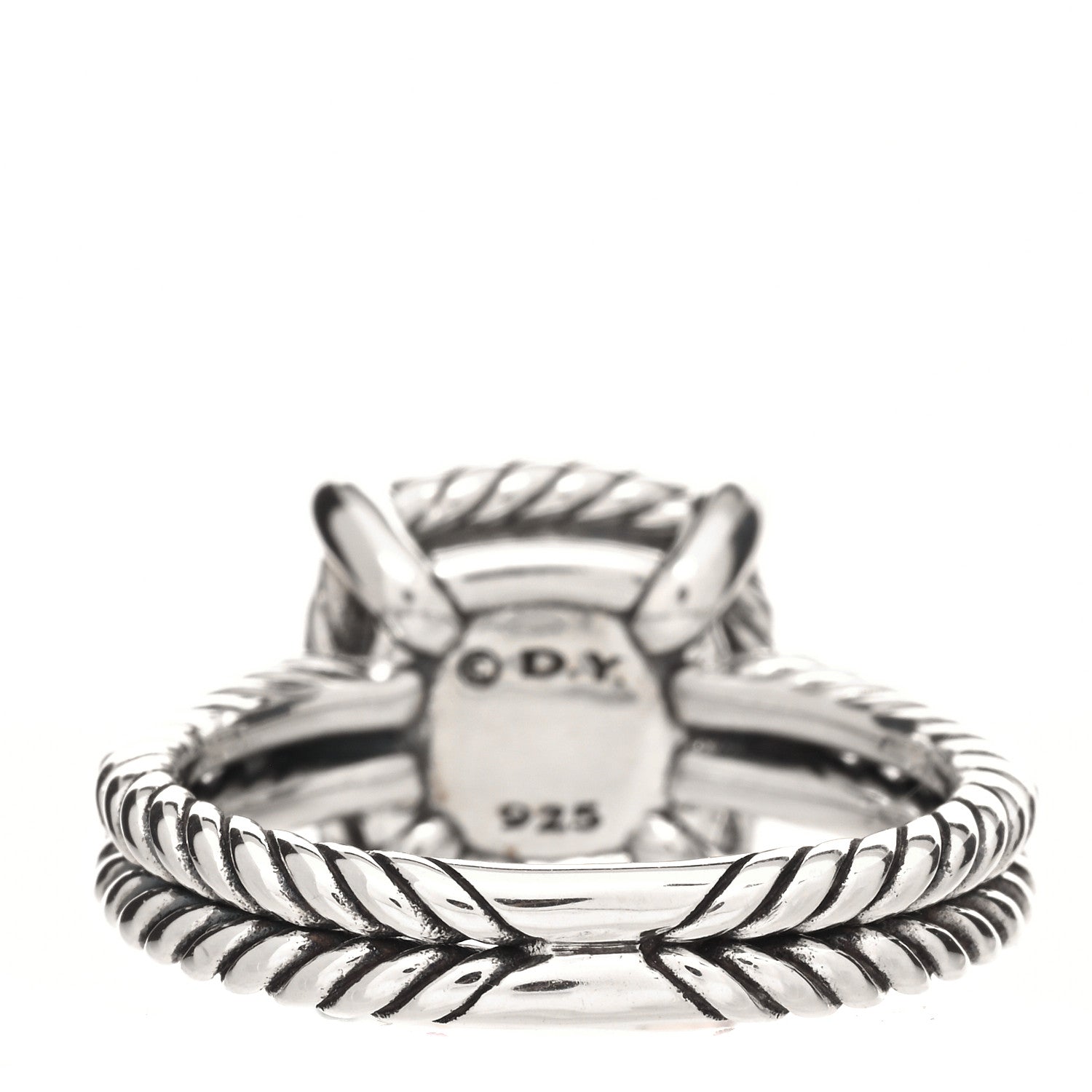 David Yurman Sterling Silver Diamond Hampton Blue Topaz 9mm Chatelaine Pave Bezel Ring 54 7 2 of 3