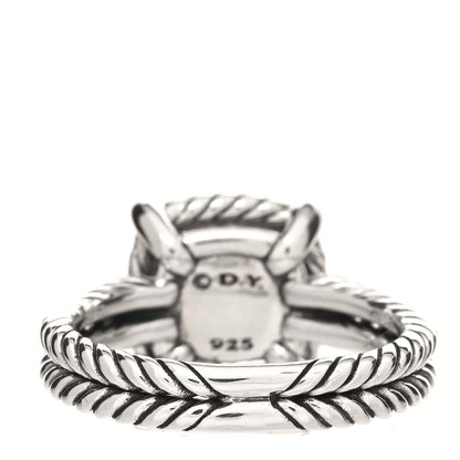 David Yurman Sterling Silver Diamond Hampton Blue Topaz 9mm Chatelaine Pave Bezel Ring 54 7 2 of 3
