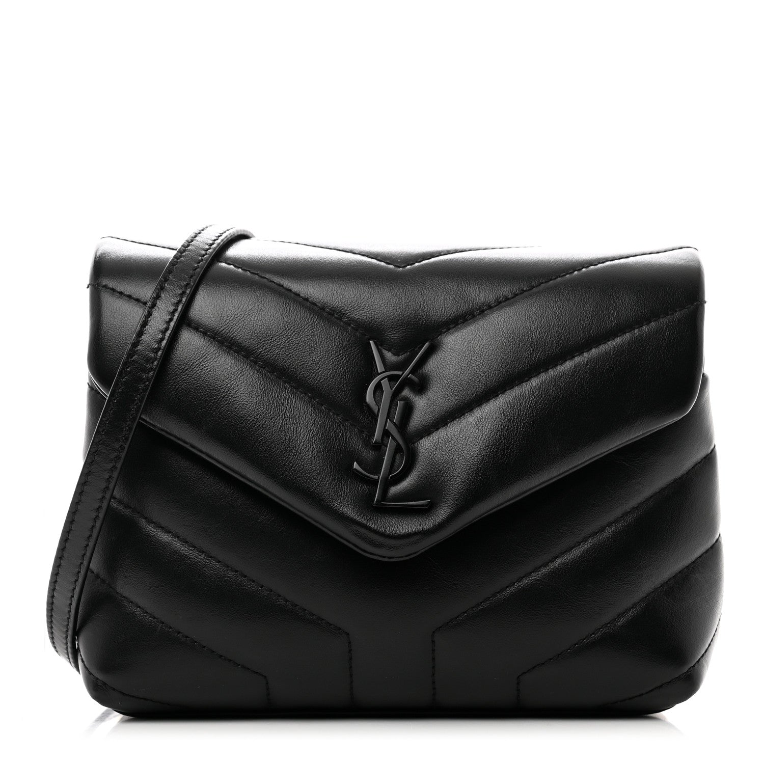 Saint Laurent Calfskin Y Quilted Monogram Monochrome Toy Loulou Crossbody Bag Black 1 of 9