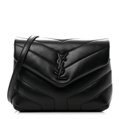 Saint Laurent Calfskin Y Quilted Monogram Monochrome Toy Loulou Crossbody Bag Black 1 of 9