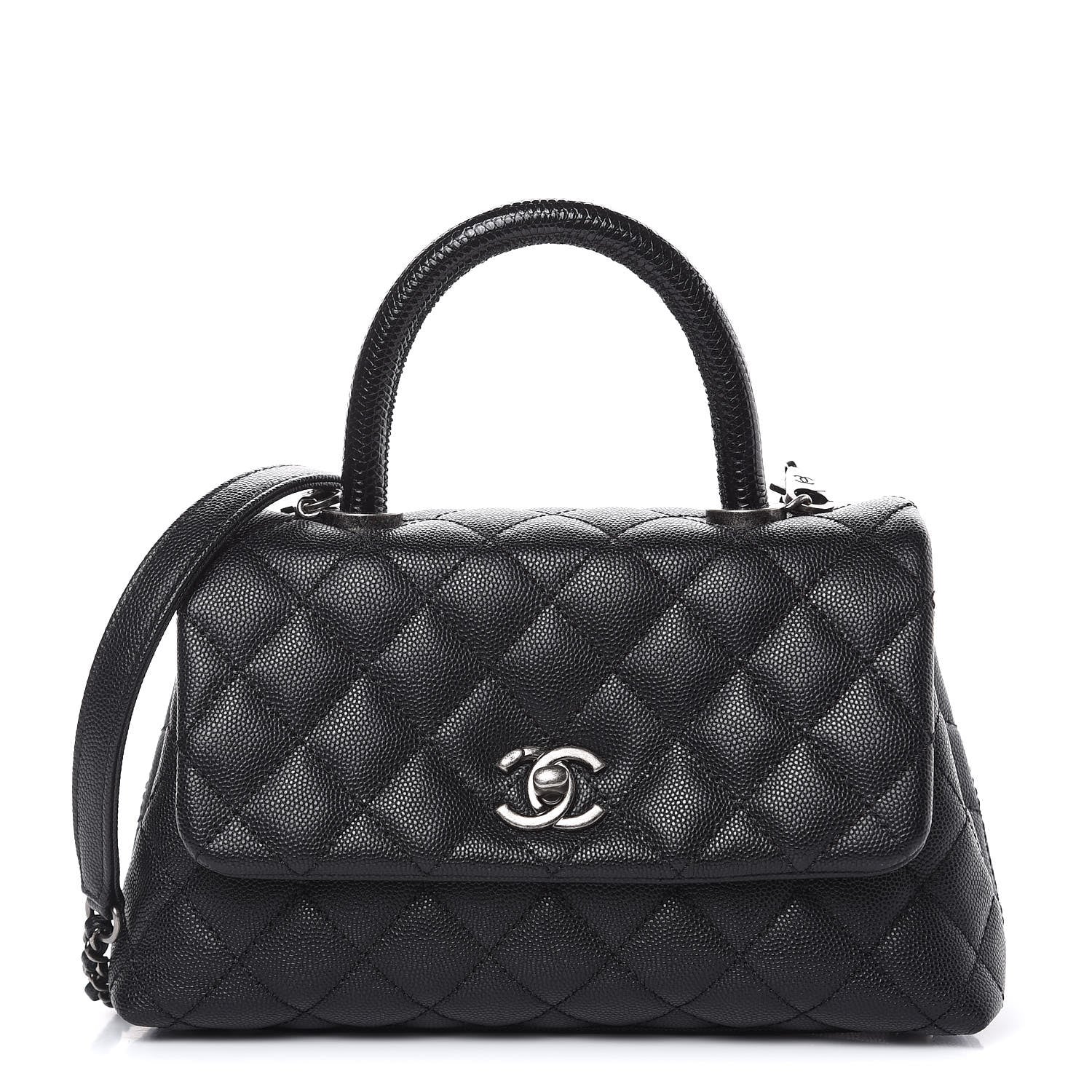 Chanel Caviar Lizard Quilted Mini Coco Handle Flap Black 1 of 10