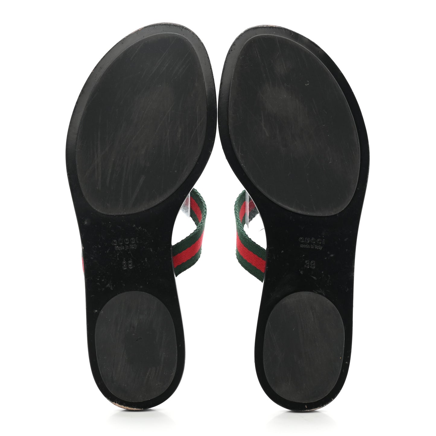 Nylon Guccissima Web Womens Thong Sandals 39 Green Red Black