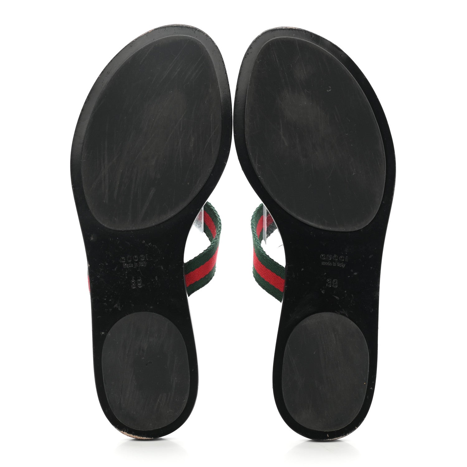 Gucci Nylon Guccissima Web Womens Thong Sandals 39 Green Red Black 5 of 8