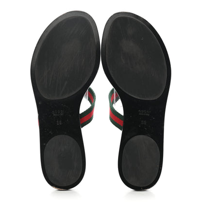 Gucci Nylon Guccissima Web Womens Thong Sandals 39 Green Red Black 5 of 8