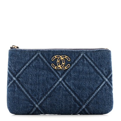 Chanel Denim Quilted Small Chanel 19 Cosmetic Case Dark Blue 1 of 7