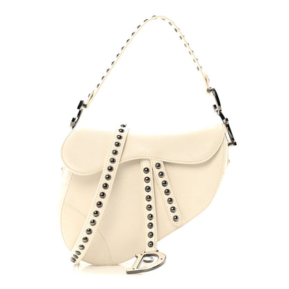 Christian Dior Crinkled Patent Lambskin Studded Saddle Bag With Strap Latte 1 of 13