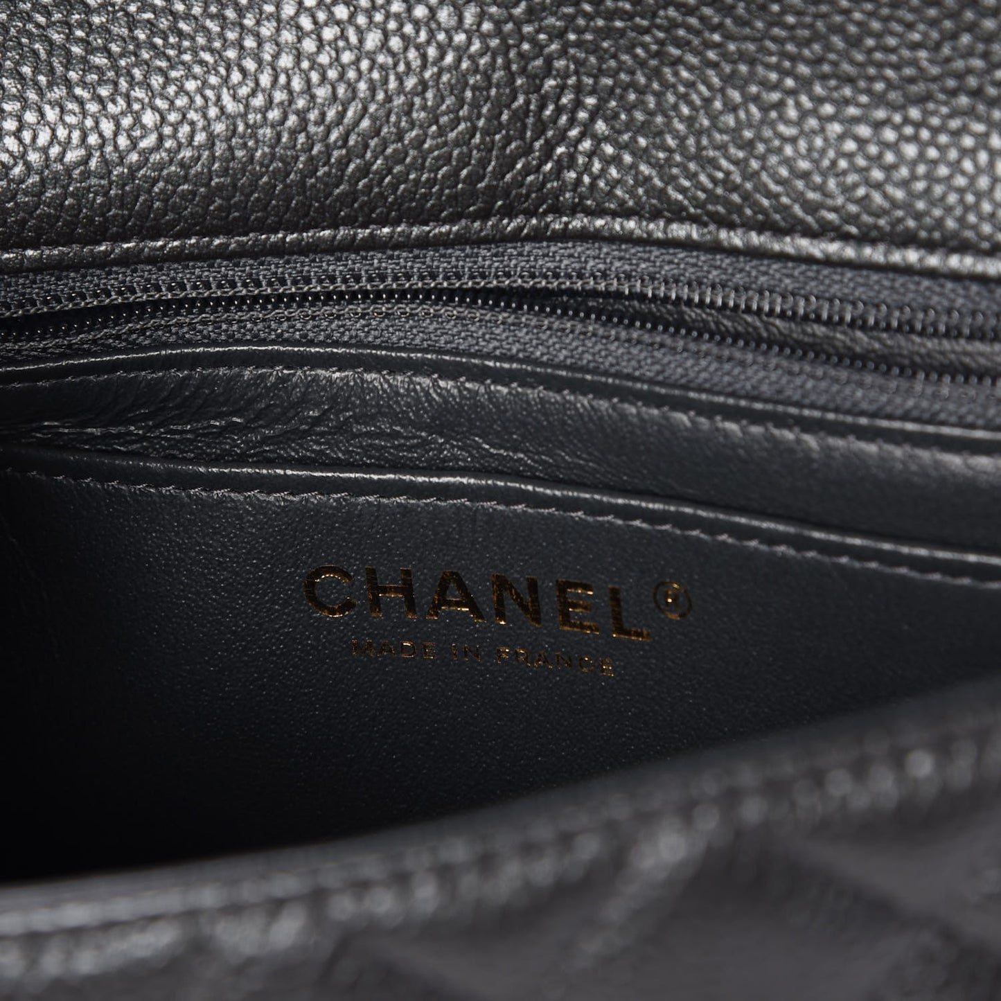 Caviar Quilted Mini Rectangular Flap Dark Grey