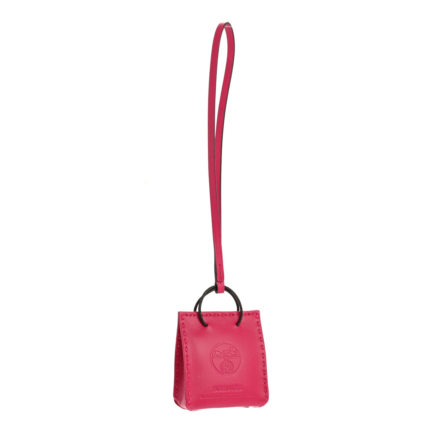 Hermes Milo Lambskin Swift Shopping Bag Charm Rose Mexico 1 of 5