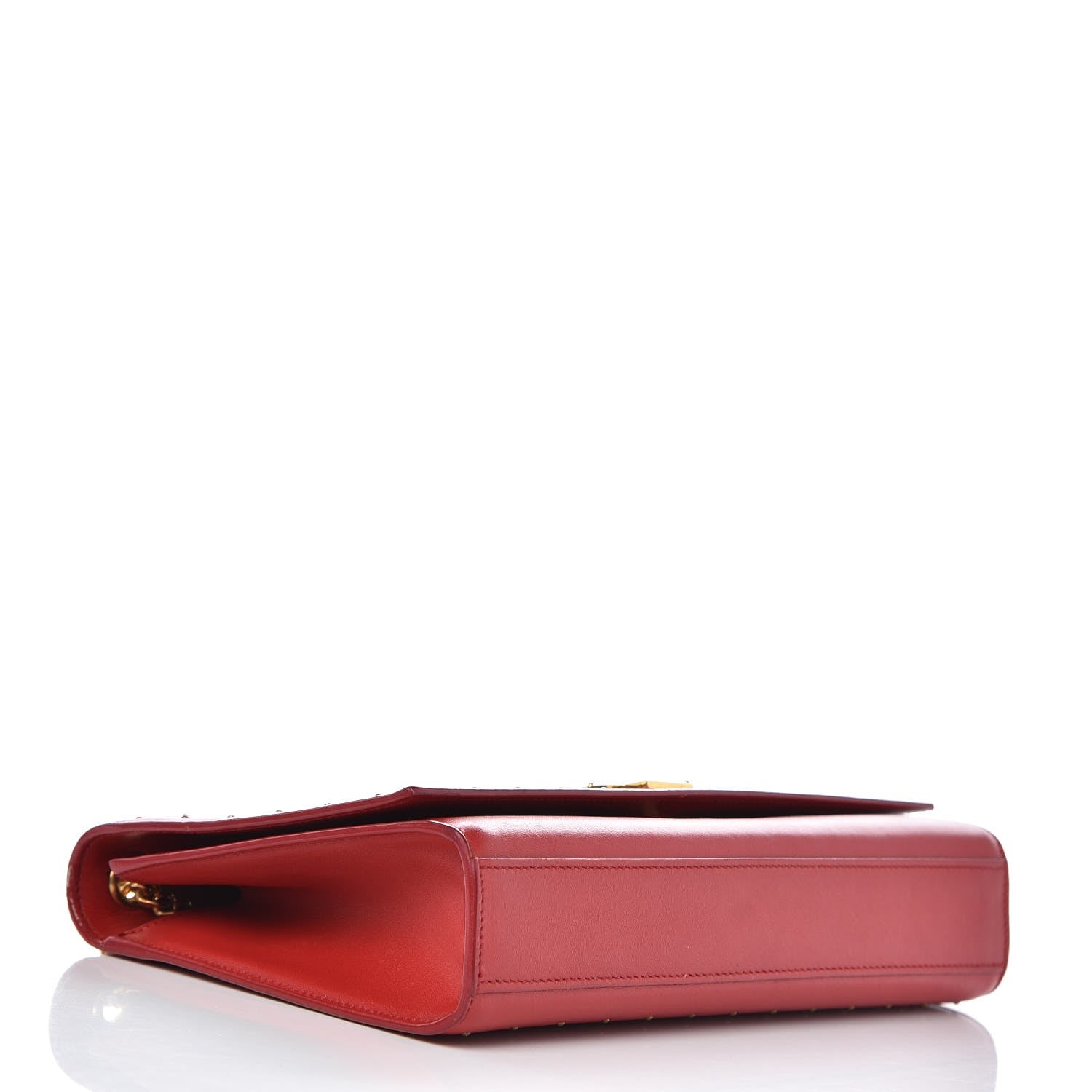 Saint Laurent Calfskin Studded Medium Monogram Satchel Red 4 of 9