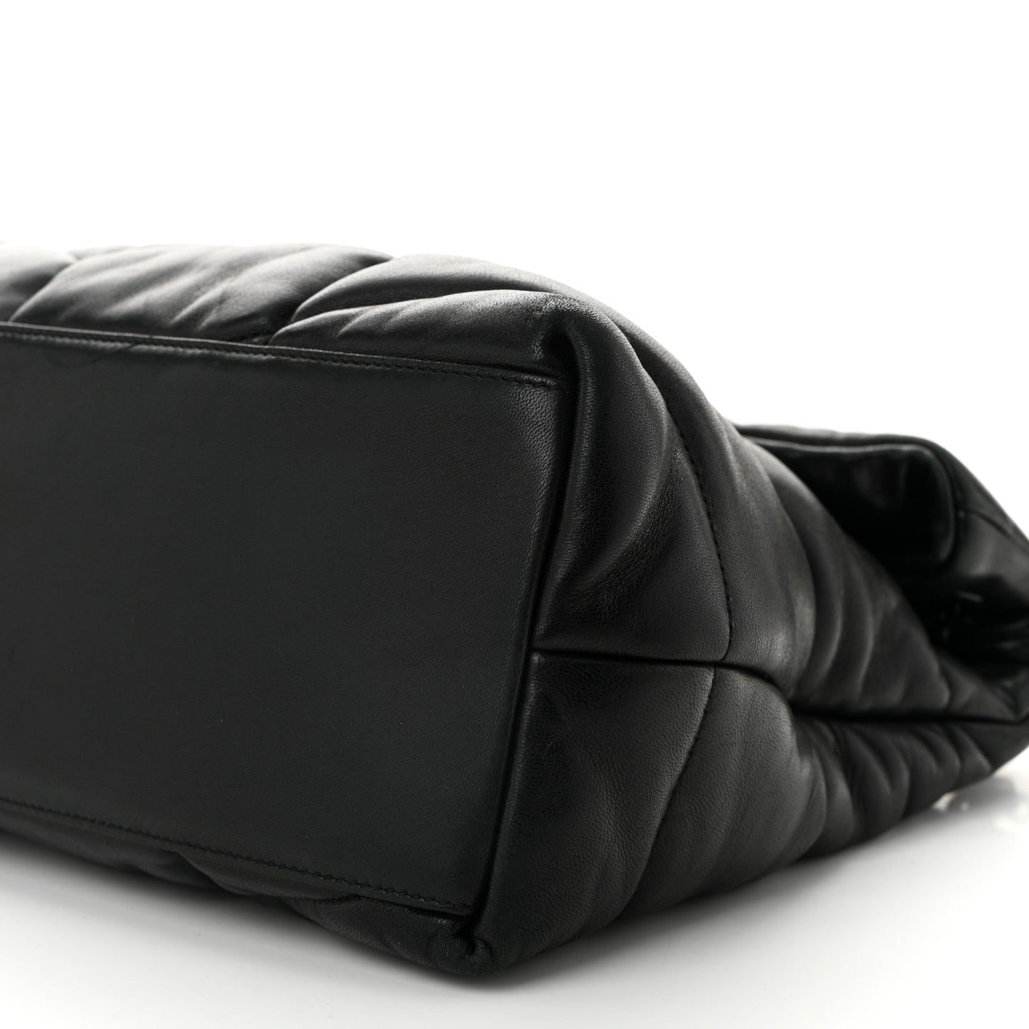 Lambskin Quilted Monogram Monochrome Small Loulou Puffer Chain Satchel Black