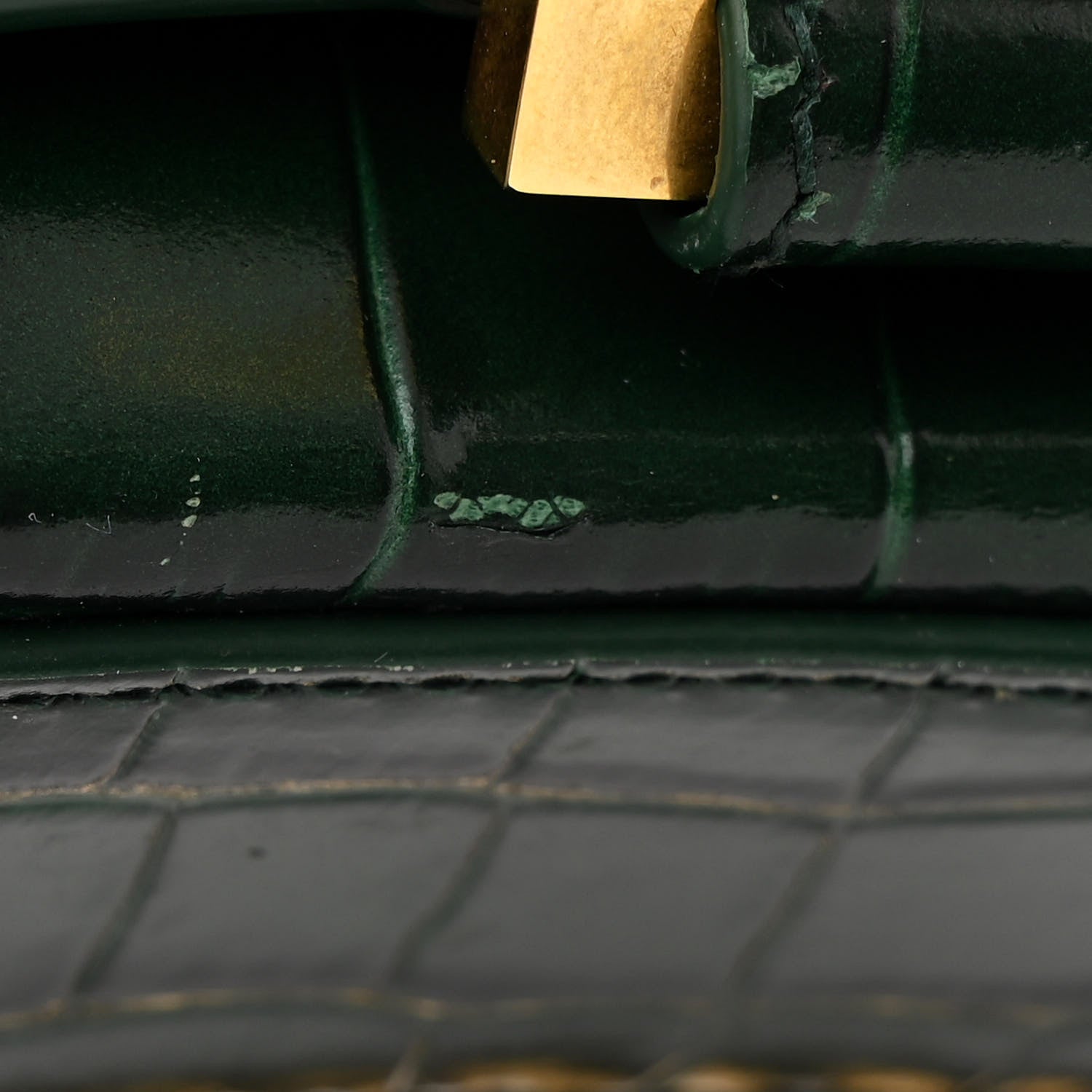 Balenciaga Shiny Calfskin Crocodile Embossed Hourglass Chain Bag Forest Green 12 of 12