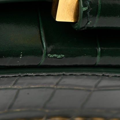 Balenciaga Shiny Calfskin Crocodile Embossed Hourglass Chain Bag Forest Green 12 of 12